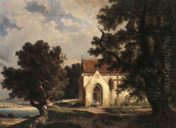 Kirche Am See Oil Painting by Hermann Herdtle