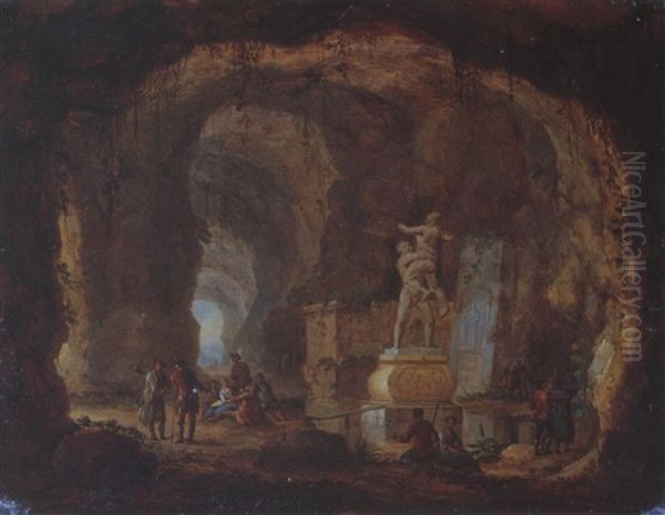 Antike Monumente In Einer Grotte Oil Painting by Georg Heinrick Hergenroder