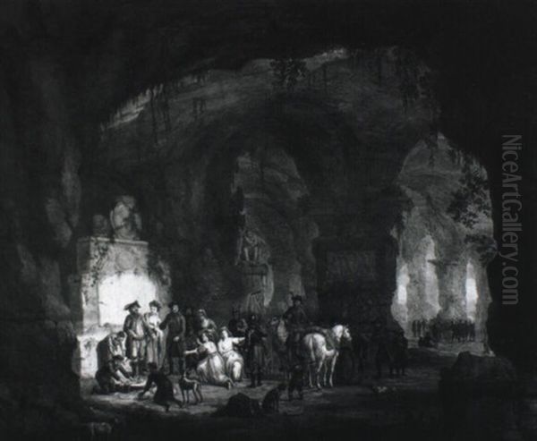 Phantastische Felsgrotte Oil Painting by Georg Heinrick Hergenroder