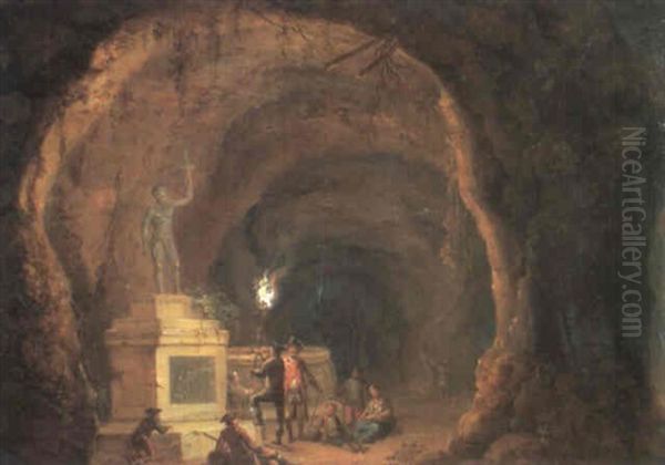 Nachtliche Huldigung In Einer Grotte Oil Painting by Georg Heinrick Hergenroder