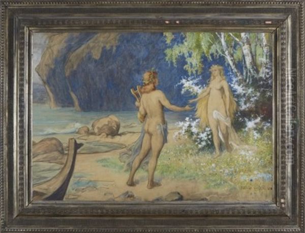 Bragi Und Idun Oil Painting by Edmund Herger