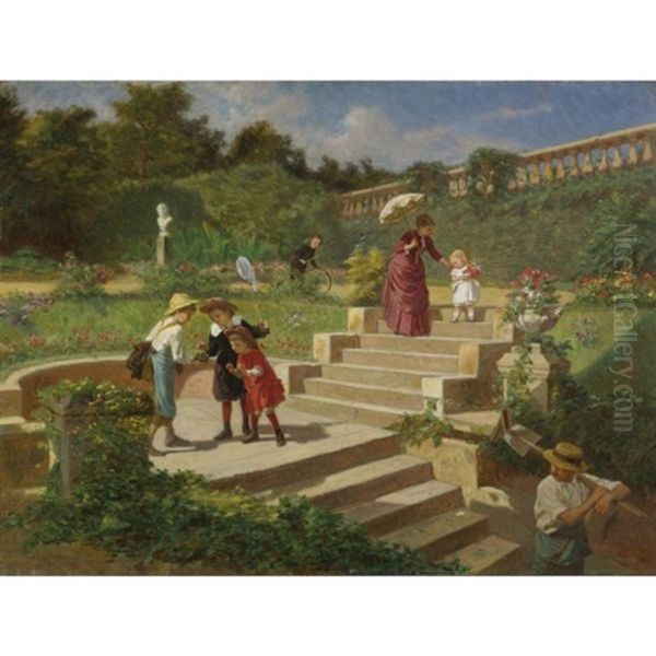 A Day In The Gardens Oil Painting by George Edwards Hering