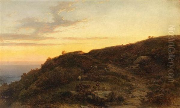 Sudlandische Landschaft Im Abendrot Oil Painting by George Edwards Hering