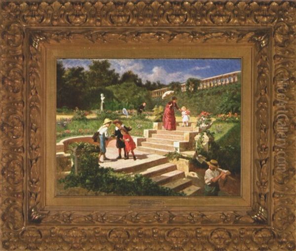 A Day In The Gardens Oil Painting by George Edwards Hering