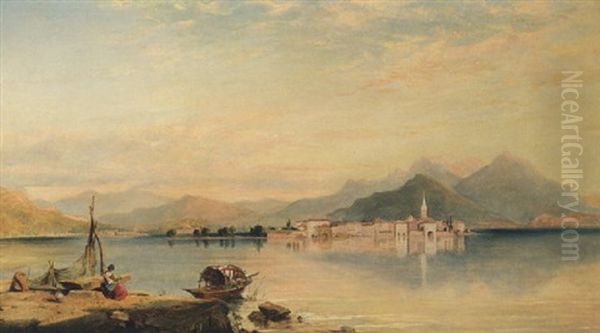 Veduta Del Lago Maggiore Oil Painting by George Edwards Hering