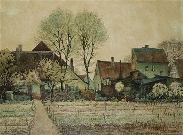 Bauerliches Dorf Oil Painting by Hanns Herkendell