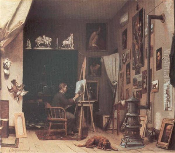 The Artist's Studio Oil Painting by Herman Gustave Herkomer