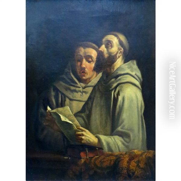 Two Monks Chanting Oil Painting by Sir Hubert von Herkomer