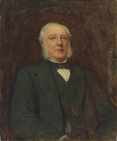 Portrait Of Sir William Agnew, 1st Bt. (1825-1910) Oil Painting by Sir Hubert von Herkomer