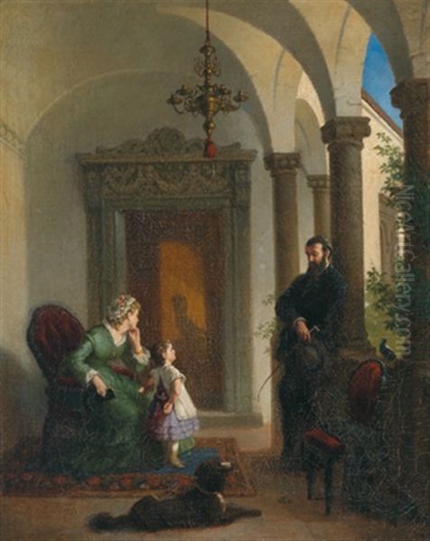 Idylle Auf Sonniger Loggia Oil Painting by Sir Hubert von Herkomer