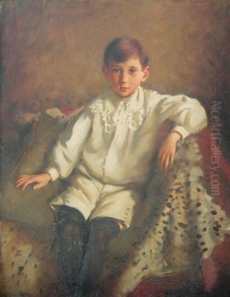 A Young Boy Oil Painting by Sir Hubert von Herkomer