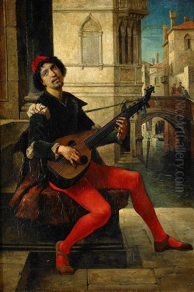 A Serenade Oil Painting by Sir Hubert von Herkomer