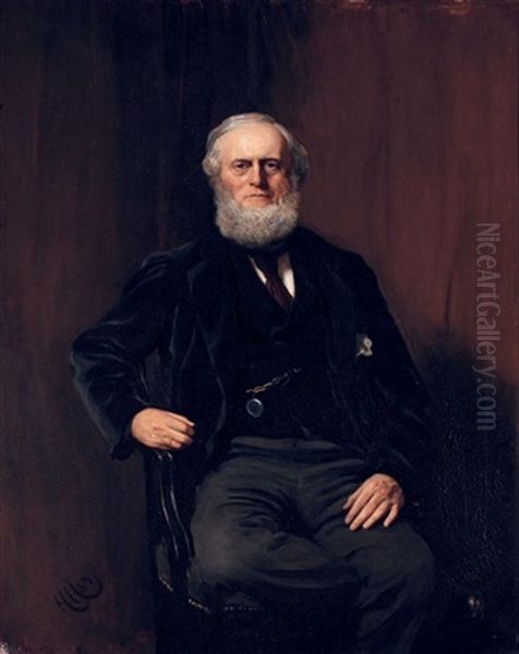 Portrait Of Rt. Hon. Edward Hugessen-knatchbull, 1st Baron Brabourne Oil Painting by Sir Hubert von Herkomer