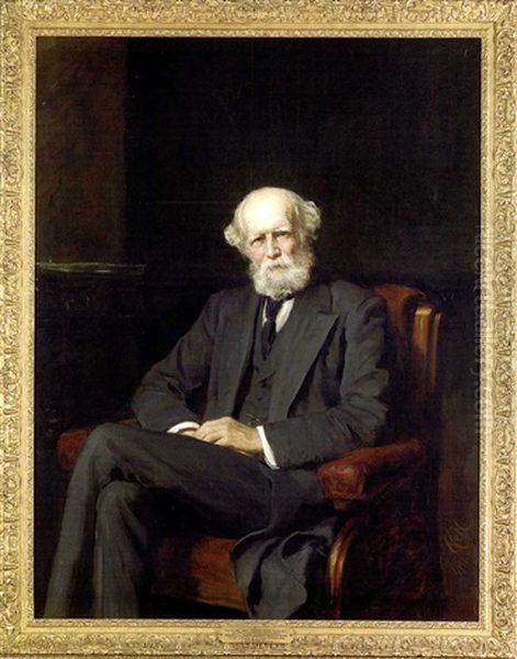 Portrait Of The Honorable John Lubbock, 1st Baron Avebury Oil Painting by Sir Hubert von Herkomer