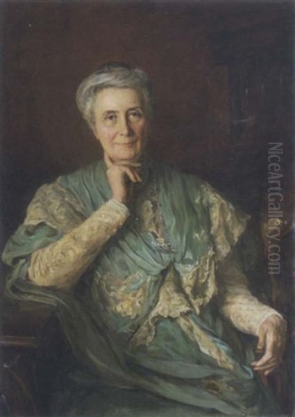 Portrat Der Freifrau Ellen Franziska Von Heldburg, Dritte Gemahlin Des Herzogs Georg Ii. Von Sachsen-meiningen Oil Painting by Sir Hubert von Herkomer