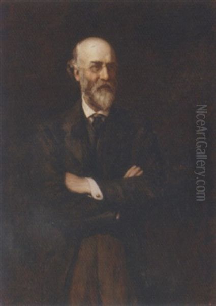 Portrait Of A Gentleman In A Black Frock Coat Oil Painting by Sir Hubert von Herkomer