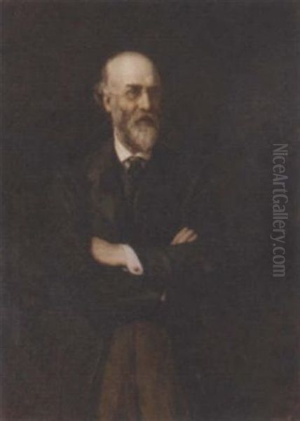 Portrait Of A Gentleman In A Black Frock Coat Oil Painting by Sir Hubert von Herkomer