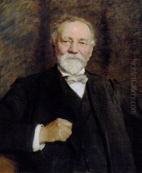 Portrait Of John Coles In A Black Jacket And Waistcoat Oil Painting by Sir Hubert von Herkomer