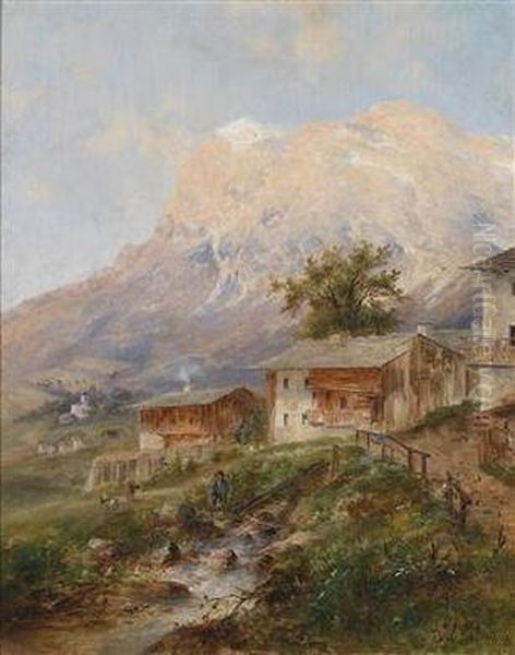 Bei Cortino Im Ampezzo Tal Oil Painting by Emil Barbarini