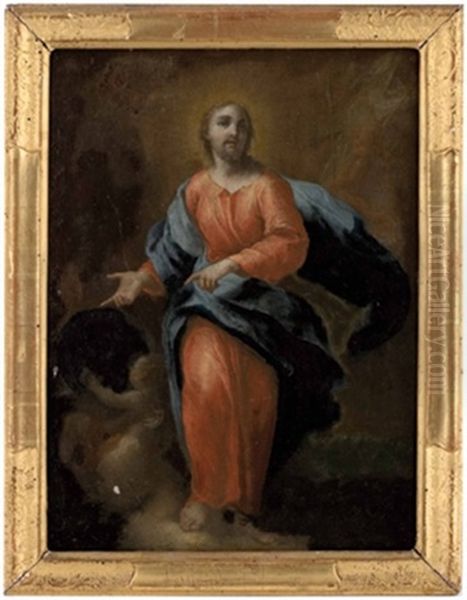 Christus Auf Wolken (+ Hl. Maria Auf Wolken; 2 Works) Oil Painting by Franz Ludwig Hermann