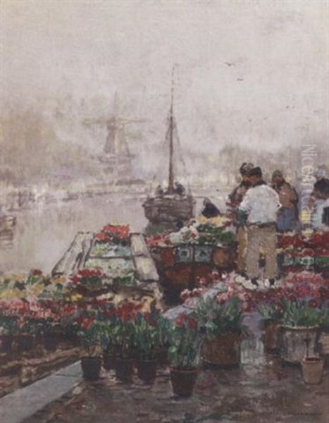 The Flower Market Oil Painting by Hans Hermann