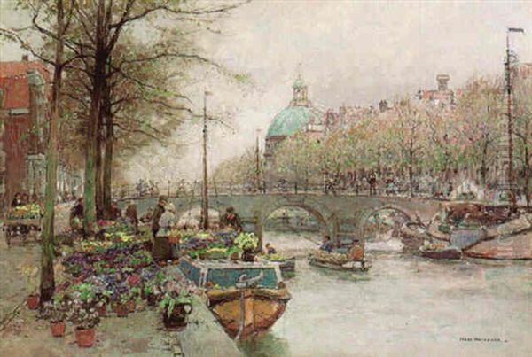 The Flower Market Oil Painting by Hans Hermann