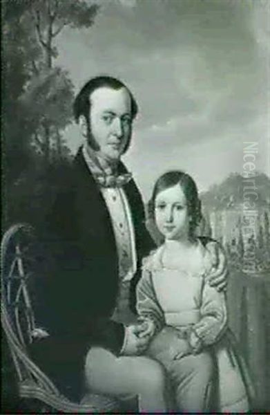 Portrait Des Ernest Radinger Mit Seinem Sohn Heinrich Oil Painting by Jakob (Johann) Hermann