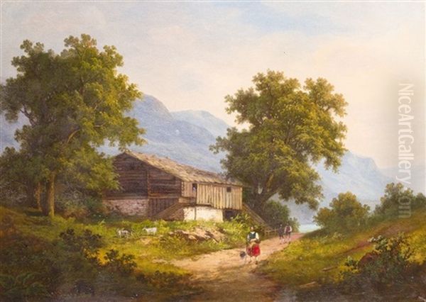 Interlaken, Schweiz Oil Painting by Johann Heinrich Hermann