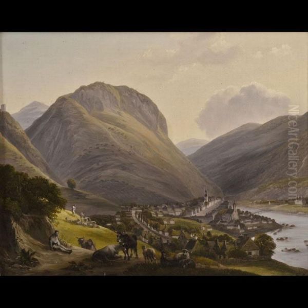 Valle D'adige In Sud Tirol Oil Painting by Gustav Barbarini