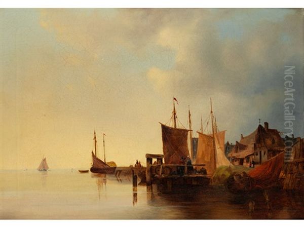 Hollandische Hafenansicht Oil Painting by Ludwig Hermann