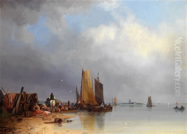 Bei Swinemunde Oil Painting by Ludwig Hermann