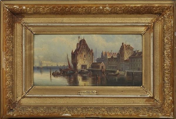 Hollandische Hafenstadt Oil Painting by Ludwig Hermann