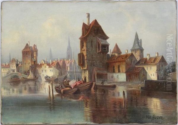 Hollandischer Hafen Oil Painting by Ludwig Hermann