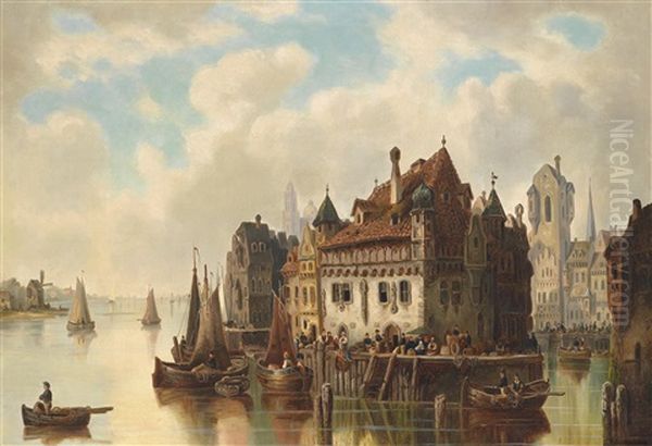 Fantasieansicht Von Rotterdam Oil Painting by Ludwig Hermann