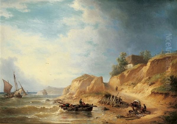 Coastal Landscape In Pommern Oil Painting by Ludwig Hermann