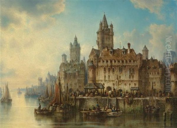 Blick Auf Koln Oil Painting by Ludwig Hermann