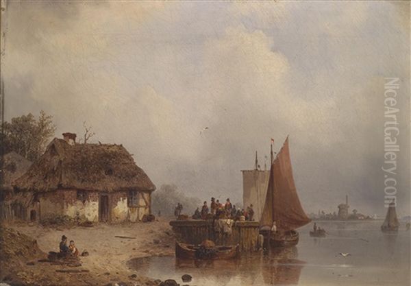 An Der Mole Oil Painting by Ludwig Hermann