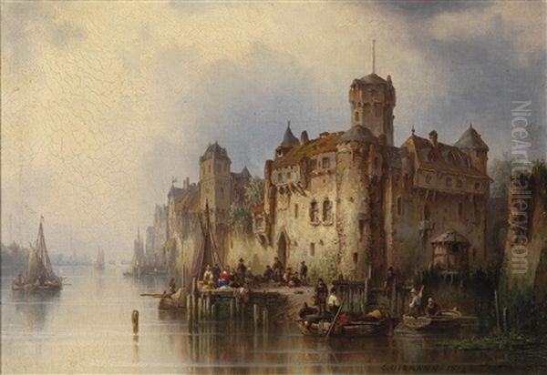 Parthie Von Der Schelde Oil Painting by Ludwig Hermann