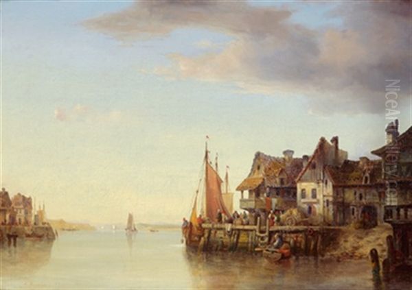 Seineufer Zwischen Rouen Und Le Havre Oil Painting by Ludwig Hermann