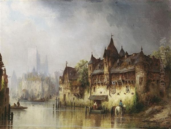 Partie In Nurnberg(?) Oil Painting by Ludwig Hermann