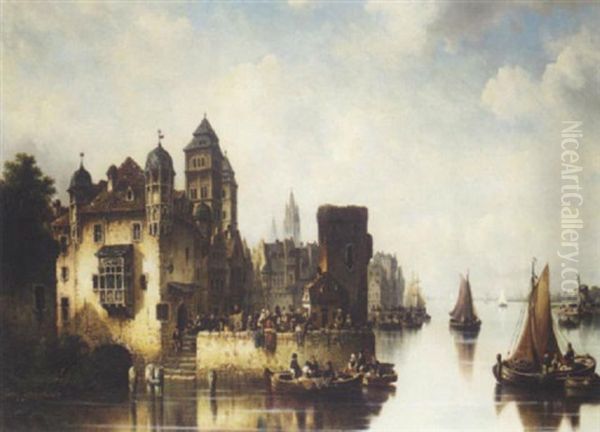 The Schelde At Anvers Oil Painting by Ludwig Hermann