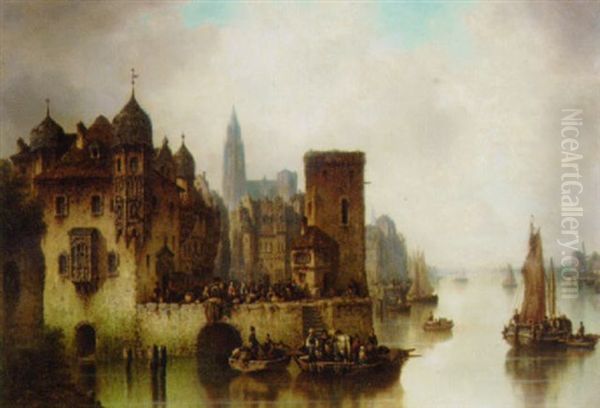 Dordrecht Oil Painting by Ludwig Hermann