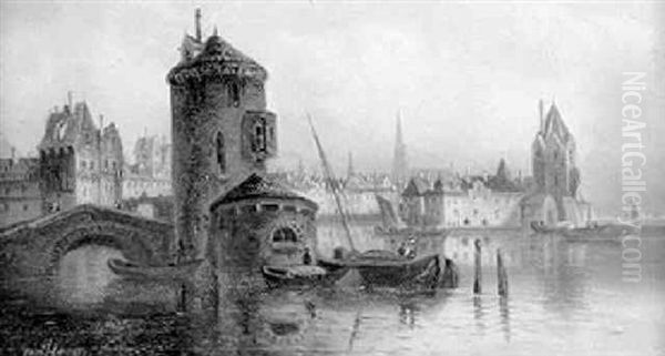 Blick Von See Auf Utrecht In Holland Oil Painting by Ludwig Hermann