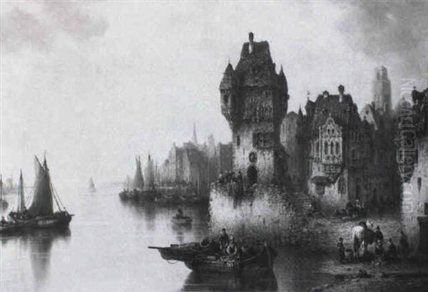 Hafenstadt (partei An Der Schelde In Antwerpen?) Oil Painting by Ludwig Hermann