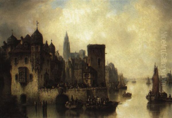 Dordrecht Oil Painting by Ludwig Hermann