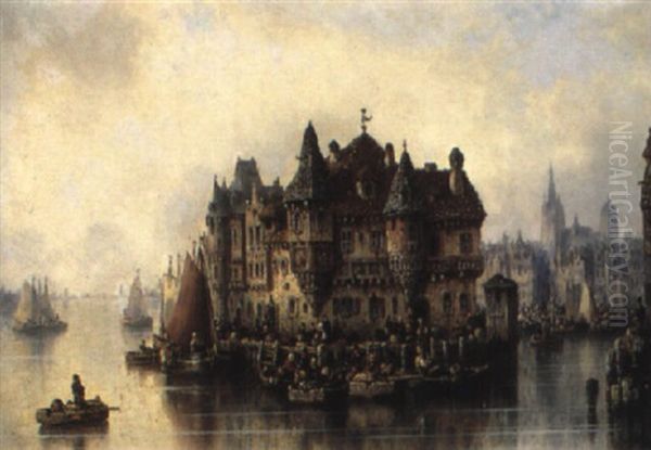 Flandrische Hafenstadt Oil Painting by Ludwig Hermann