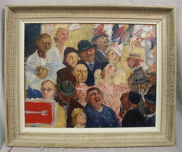 Faces In A Crowd Oil Painting by Rene-Georges Hermann-Paul