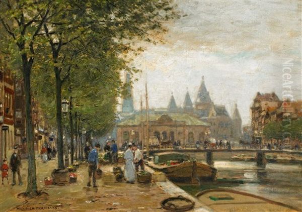 Am Kai Von Amsterdam Oil Painting by Heinrich Hermanns