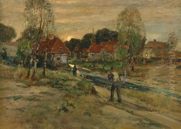 Heimkehrende Bauern Oil Painting by Heinrich Hermanns