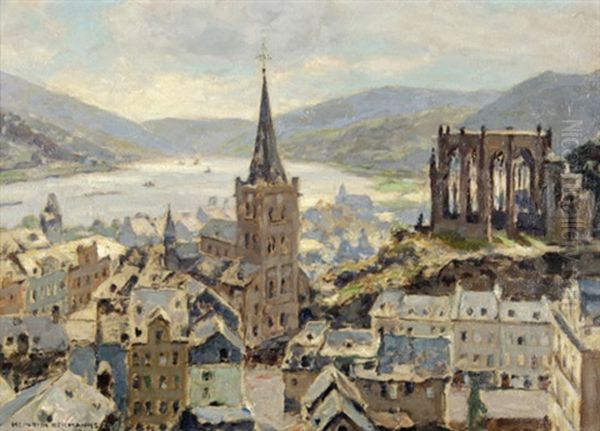 Blick Auf Bacharach Mit Wernerkapelle Und St. Peter by Heinrich Hermanns